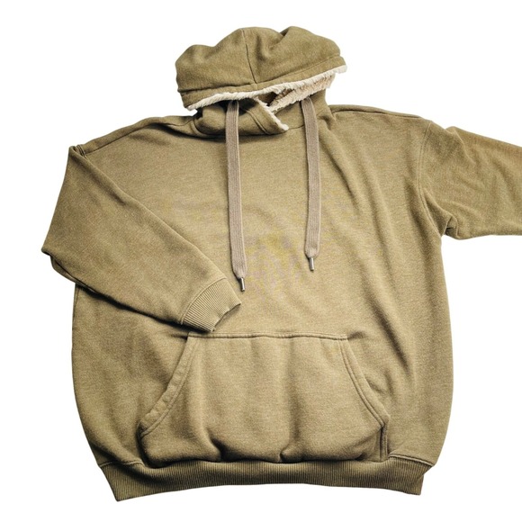 aerie Tops - Aerie size Medium Sherpa-Lined Olive Green Hoodie Sweatshirt‎